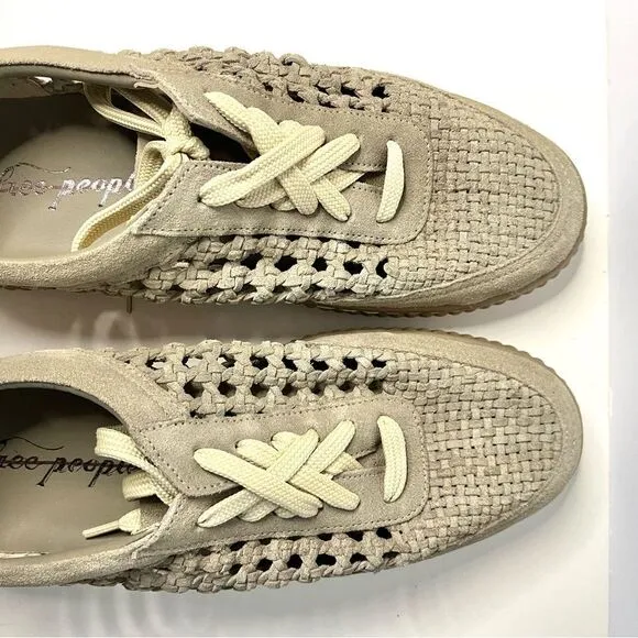 Free People Wimberley Woven Soft Suede Sneaker Moonrock 11 NIB