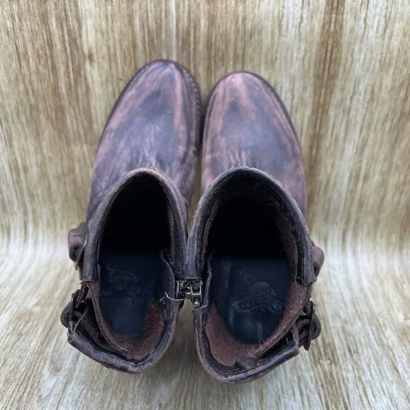 Freebird by Steven Biker Women's Size 7 Brown Leather Distressed Zip Shoes Boots