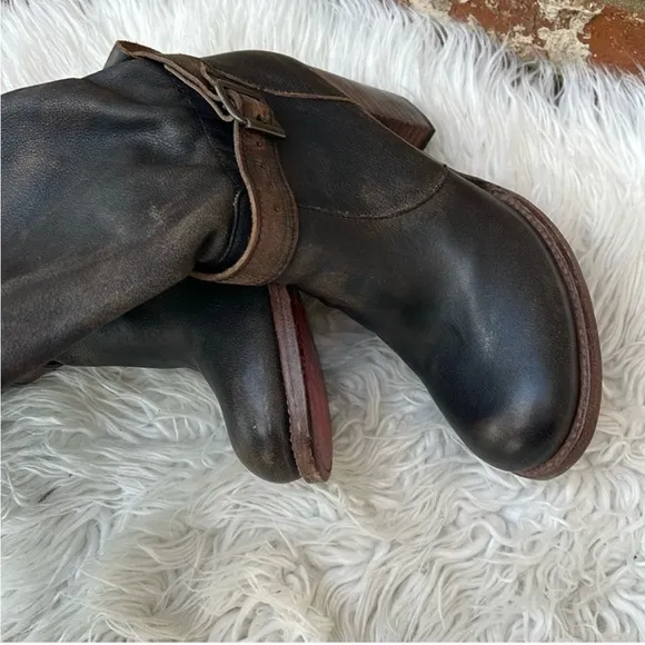Freebird By Steven Holland Leather TallBlack Brown Heeled Boots Size 8