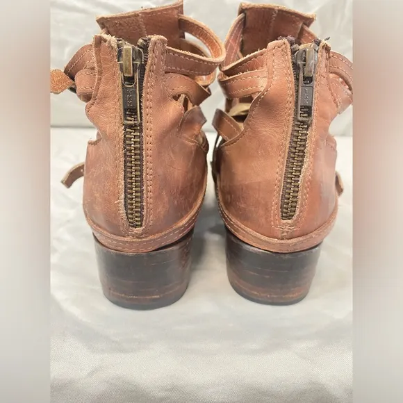 Freebird By Steven Stair Leather Booties In Cognac Strappy Size 9
