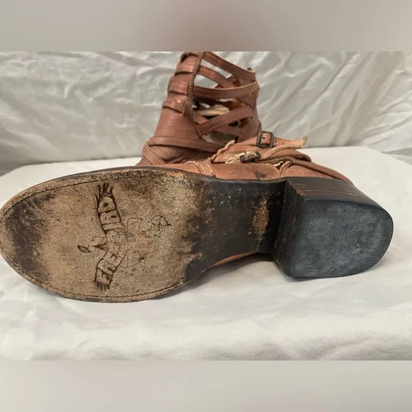 Freebird By Steven Stair Leather Booties In Cognac Strappy Size 9