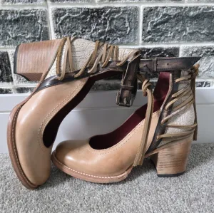 Freebird By Steven Women's Taupe Raeanne 8 Leather Heel Shoes Size 8