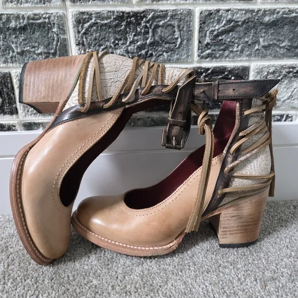 Freebird By Steven Women's Taupe Raeanne 8 Leather Heel Shoes Size 8