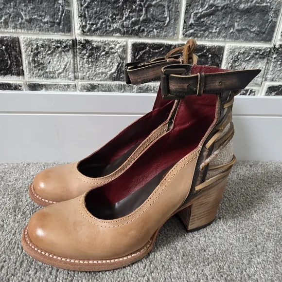 Freebird By Steven Women's Taupe Raeanne 8 Leather Heel Shoes Size 8