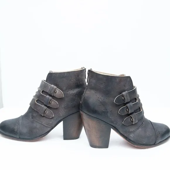 Freebird Charcoal Colored Heeled &quot;Malbec&quot; Leather Booties