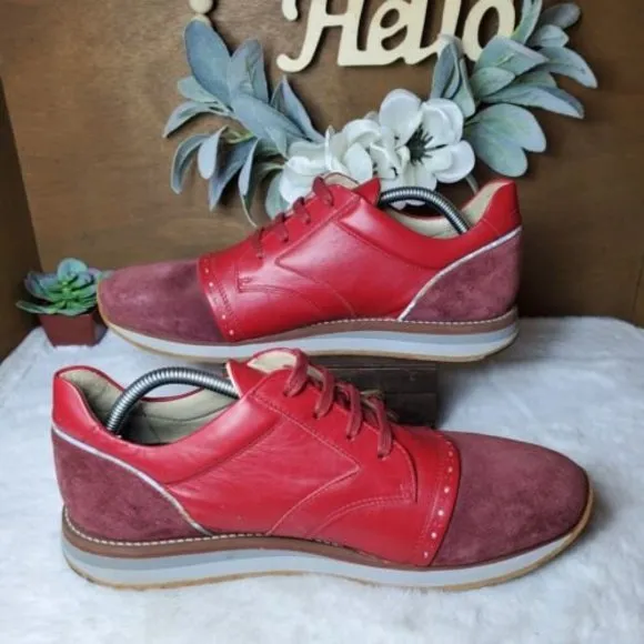 Freeman Plat Easy Joggers Sneakers Men’s Sz 11 Red Leather Suede Boot Po…