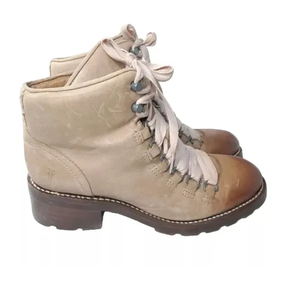 Frye Alta Leather Hiker Boots Women's' Size 7 B Tan &amp; Brown