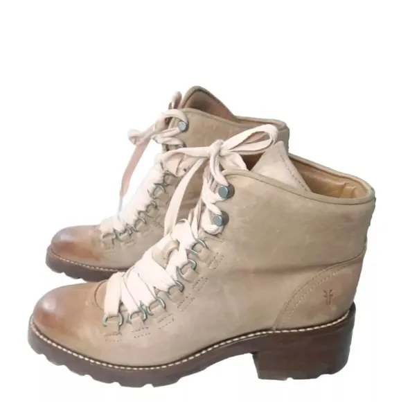 Frye Alta Leather Hiker Boots Women's' Size 7 B Tan &amp; Brown