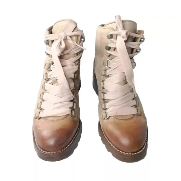 Frye Alta Leather Hiker Boots Women's' Size 7 B Tan &amp; Brown