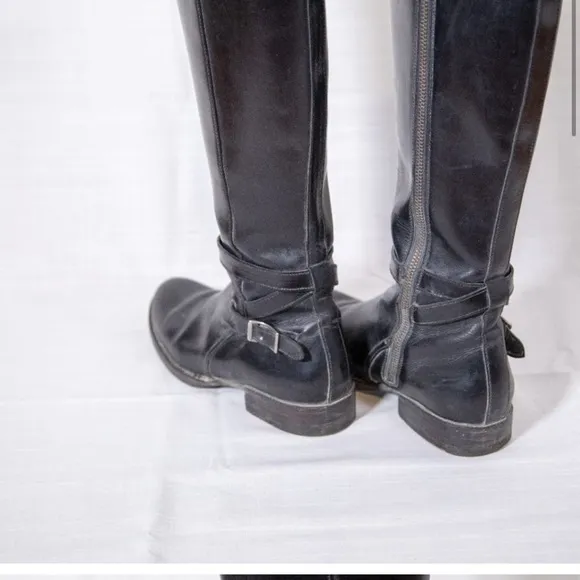 Frye Black Leather Rider Boots