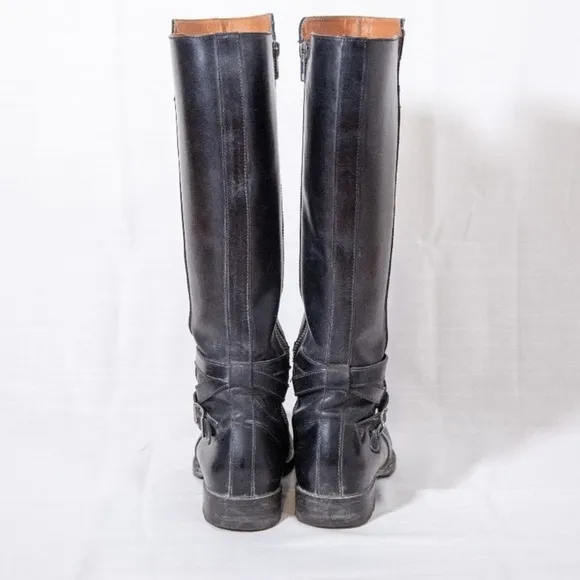 Frye Black Leather Rider Boots