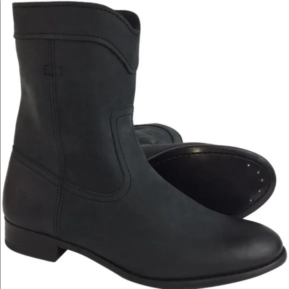 Frye Cara Roper Black Leather Boots