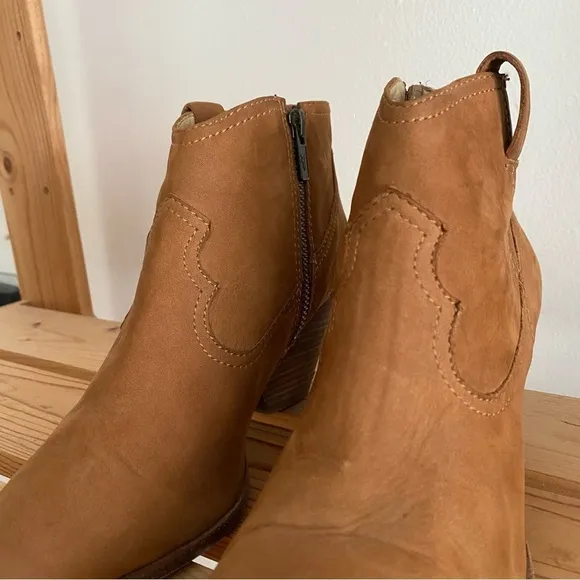 Frye Cognac Brown Suede Reina Booties