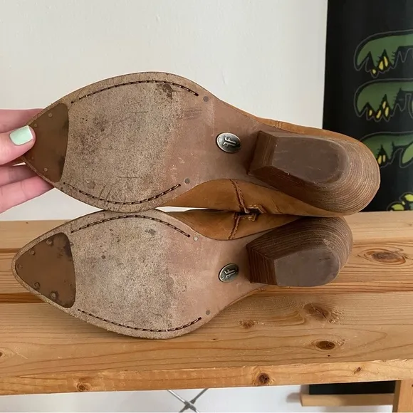 Frye Cognac Brown Suede Reina Booties