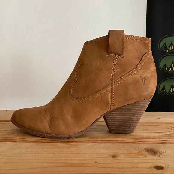 Frye Cognac Brown Suede Reina Booties