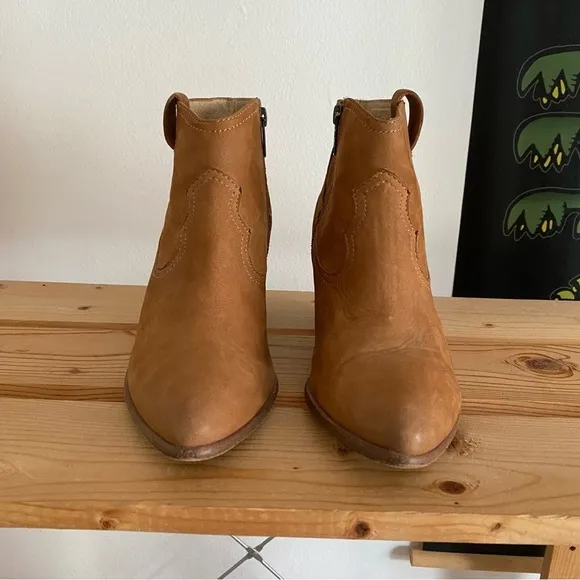 Frye Cognac Brown Suede Reina Booties