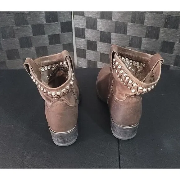 Frye Diana Cut Stud Short Booties Dark Brown size 7.5