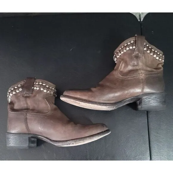 Frye Diana Cut Stud Short Booties Dark Brown size 7.5