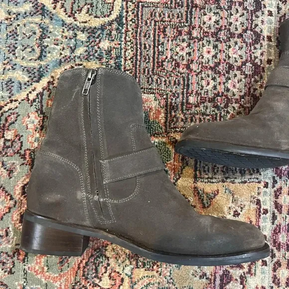 Frye Hannah Engineer Gray Grey Suede Boots