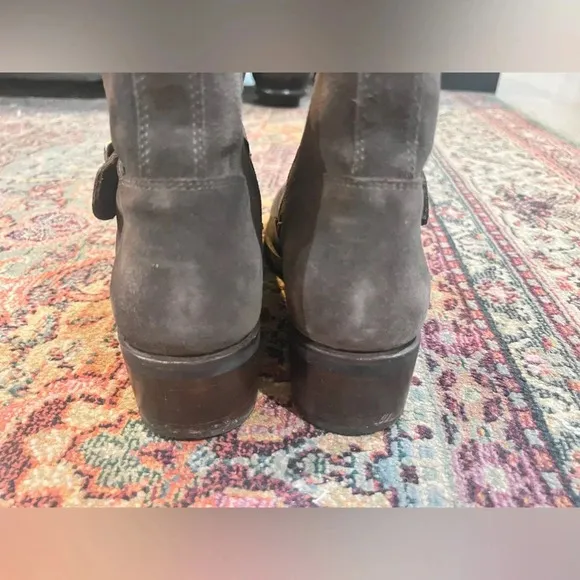 Frye Hannah Engineer Gray Grey Suede Boots
