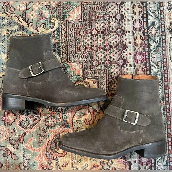Frye Hannah Engineer Gray Grey Suede Boots