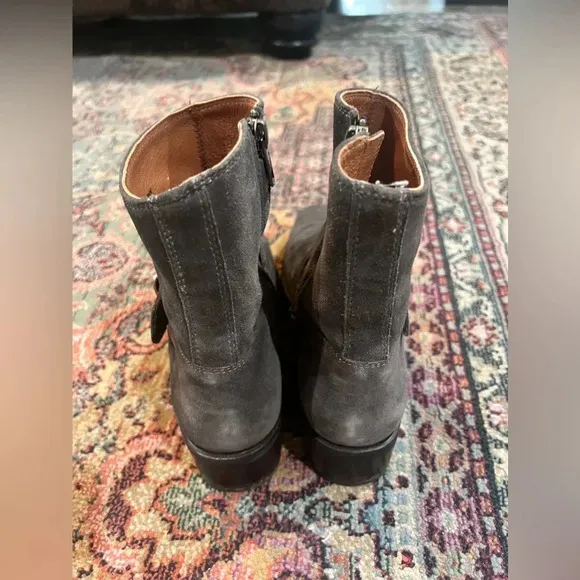 Frye Hannah Engineer Gray Grey Suede Boots