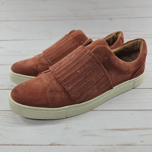 Frye Ivy Gore Womens‎ 9.5 Rosewood Pink Sneakers Leather Casual Slip On Shoes