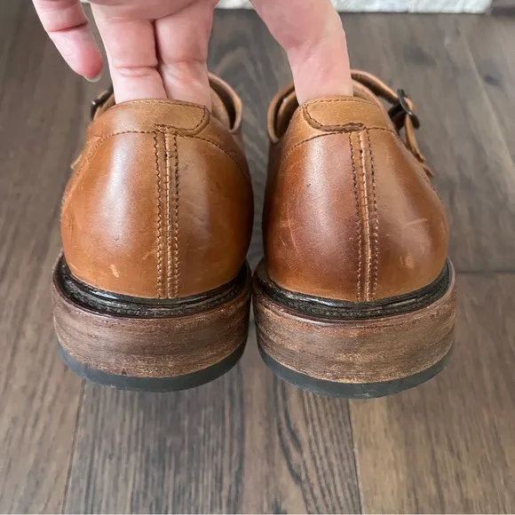 Frye James Double Monk Strap Tan Leather Shoes Loafers, Size 12