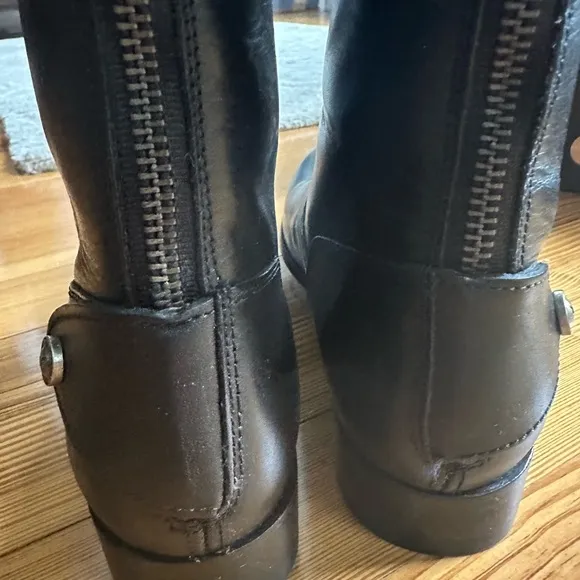 Frye Melissa Black button back zip Knee-High Leather Boots NEW 7
