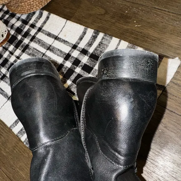 Frye MELISSA Slouch Black Leather Pull On Rounded Toe Ankle Boots Size 8.5