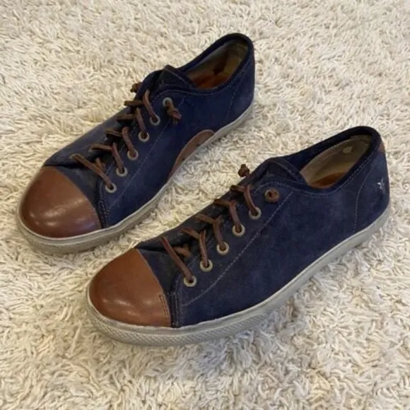 FRYE Men’s Chambers Cap Toe Low Top Suede Leather Sneakers Size 10.5