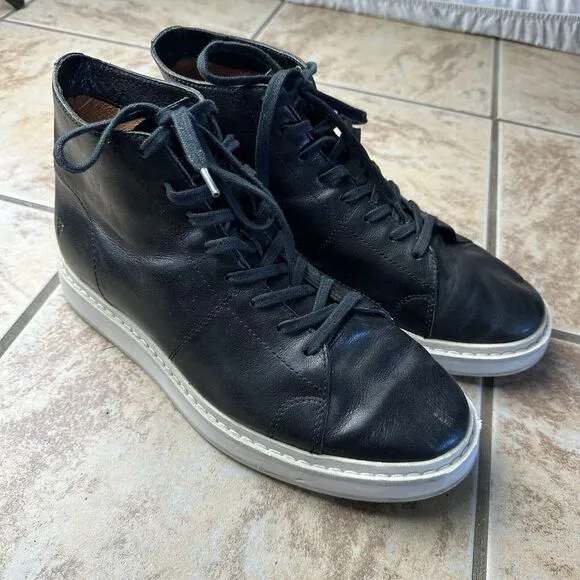 Frye Mid Top Lace Up Shoes Black Leather 3481205 Lace Up Casual Mens Size 9