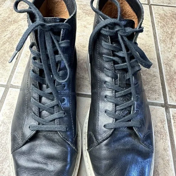 Frye Mid Top Lace Up Shoes Black Leather 3481205 Lace Up Casual Mens Size 9
