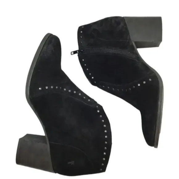 Frye Nora Black Stud Suede Western Boots Size 9.5