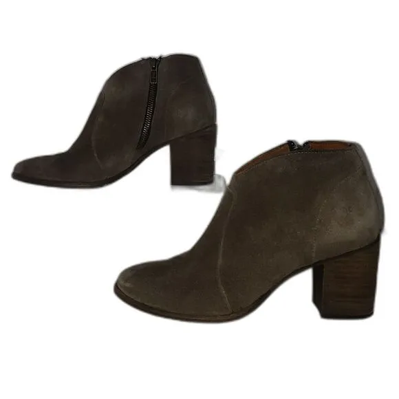 FRYE Nora Dark Gray Suede Ankle Boots Booties Womens Size 6.5