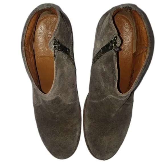 FRYE Nora Dark Gray Suede Ankle Boots Booties Womens Size 6.5