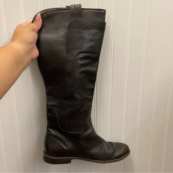 Frye Paige Tall Dark Leather Riding Boots Sz 8.5B
