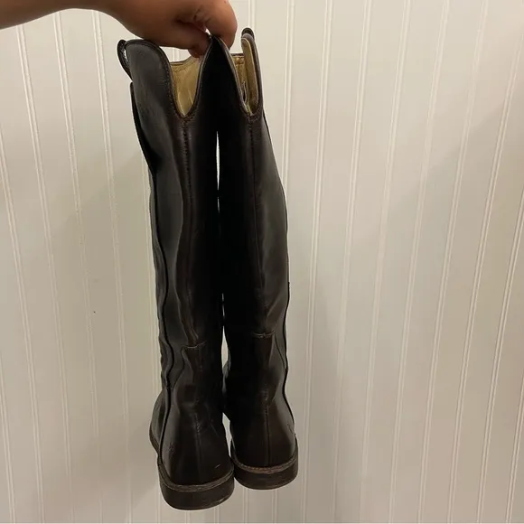 Frye Paige Tall Dark Leather Riding Boots Sz 8.5B