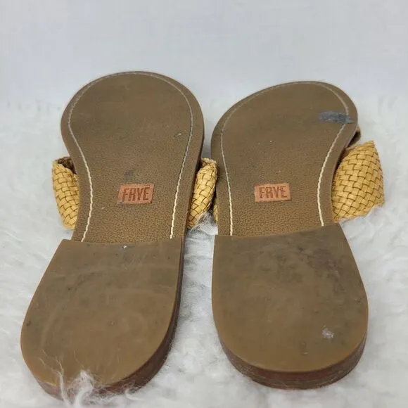 Frye Ruth Women's SandSize 9.5  Yellow Woven Leather Ankle Gladiator Shoes
