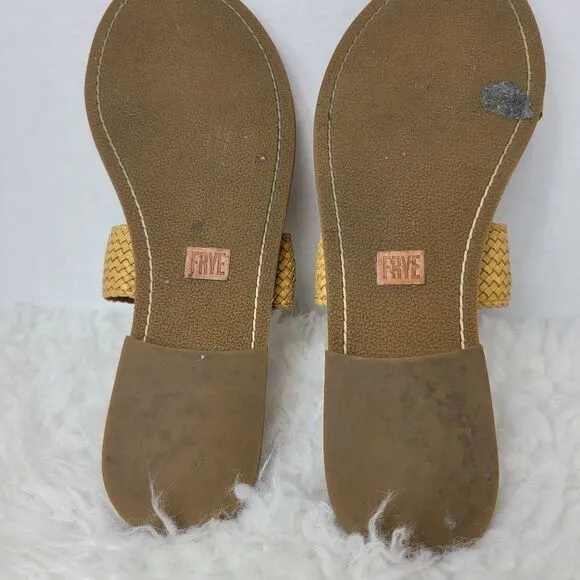 Frye Ruth Women's SandSize 9.5  Yellow Woven Leather Ankle Gladiator Shoes