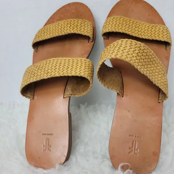 Frye Ruth Women's SandSize 9.5  Yellow Woven Leather Ankle Gladiator Shoes