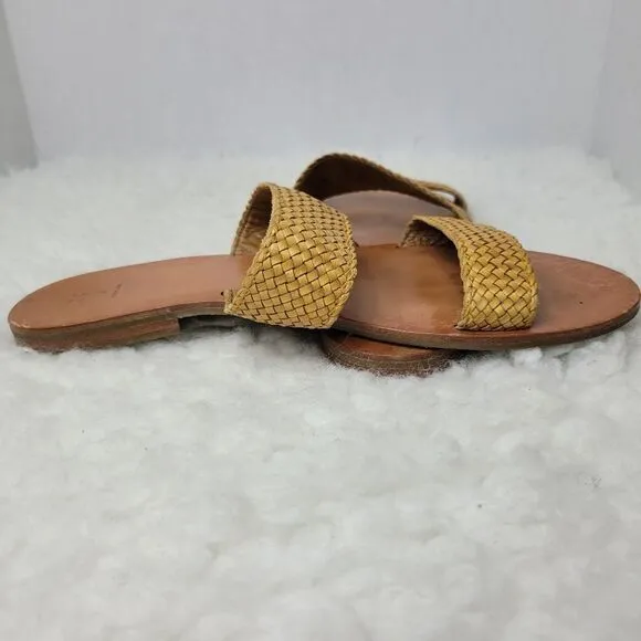Frye Ruth Women's SandSize 9.5  Yellow Woven Leather Ankle Gladiator Shoes