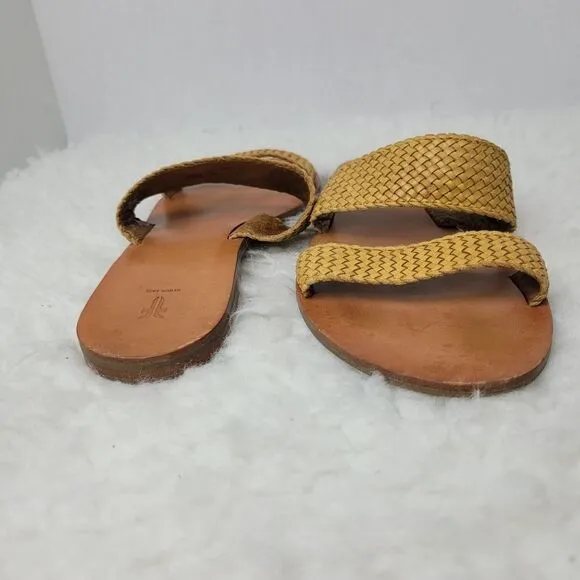 Frye Ruth Women's SandSize 9.5  Yellow Woven Leather Ankle Gladiator Shoes