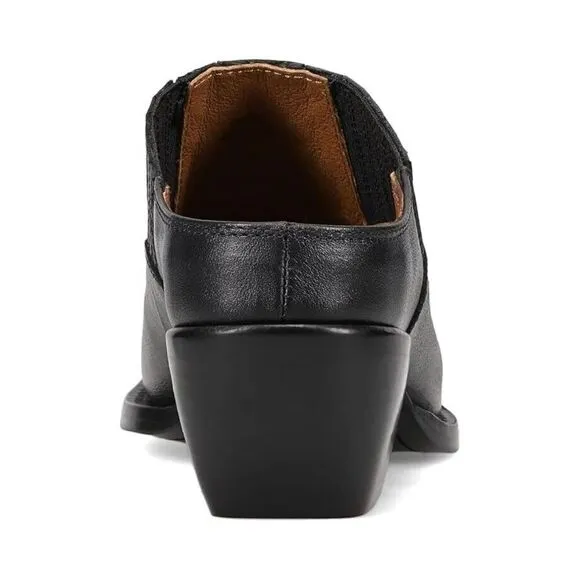 Frye Sacha Mule Boots Women's 8.5 Black Leather Slip On Block Heel Shoes ZPO1091