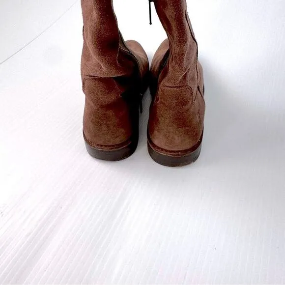Frye Shirley strappy tall riding boots leather ankle zip closure brown size 6