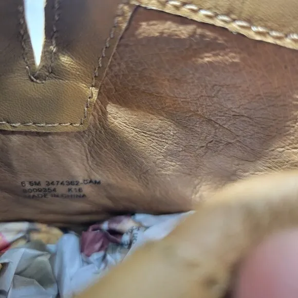 Frye Tina Women's Size 6.5M US Camel Suede Whipstitch Tassel Ankle Boots