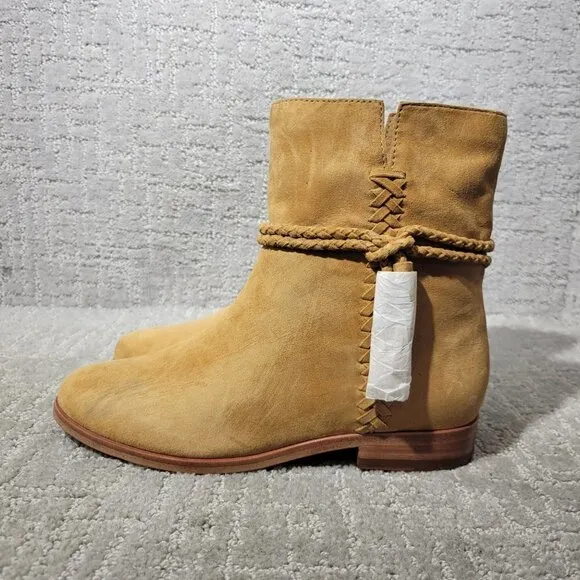 Frye Tina Women's Size 6.5M US Camel Suede Whipstitch Tassel Ankle Boots