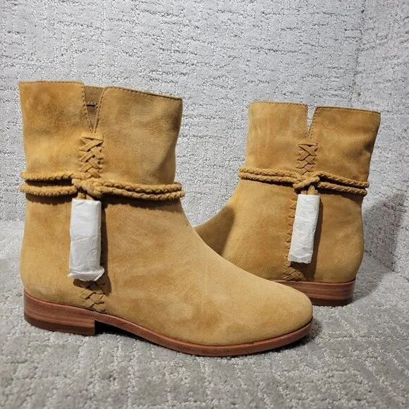 Frye Tina Women's Size 6.5M US Camel Suede Whipstitch Tassel Ankle Boots