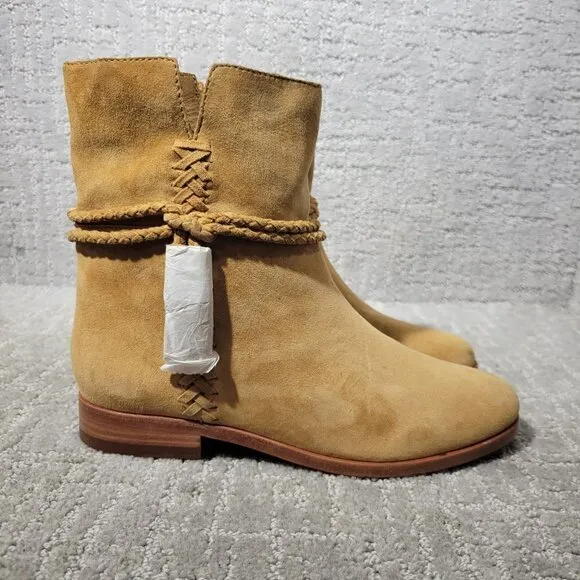 Frye Tina Women's Size 6.5M US Camel Suede Whipstitch Tassel Ankle Boots