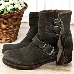 Frye Veronica Suede Buckle Strap Ankle Boots With Buckle Straps 9.5